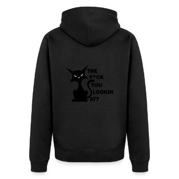 Le que vous regardez? Drôle de chat Question Citation de chat - Veste à capuche bio Premium Unisexe - noir - Dos - Nico (187cm)
