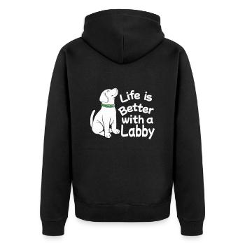 Labrador Dog Dog owner Mistress Mr. Wau - Unisex Premium Organic Zip Hoodie - black - Back - Nico (187cm)