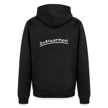 atmen - Unisex Premium Bio Zip Hoodie - Schwarz - Hinten - Nico (187cm)