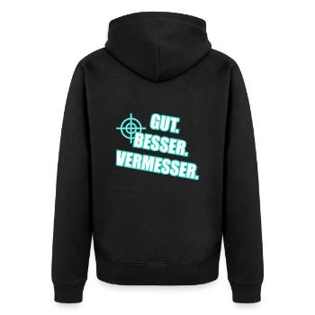 Gut Besser Vermesser Vermessungsingenieur Spruch - Unisex Premium Bio Zip Hoodie - Schwarz - Hinten - Nico (187cm)
