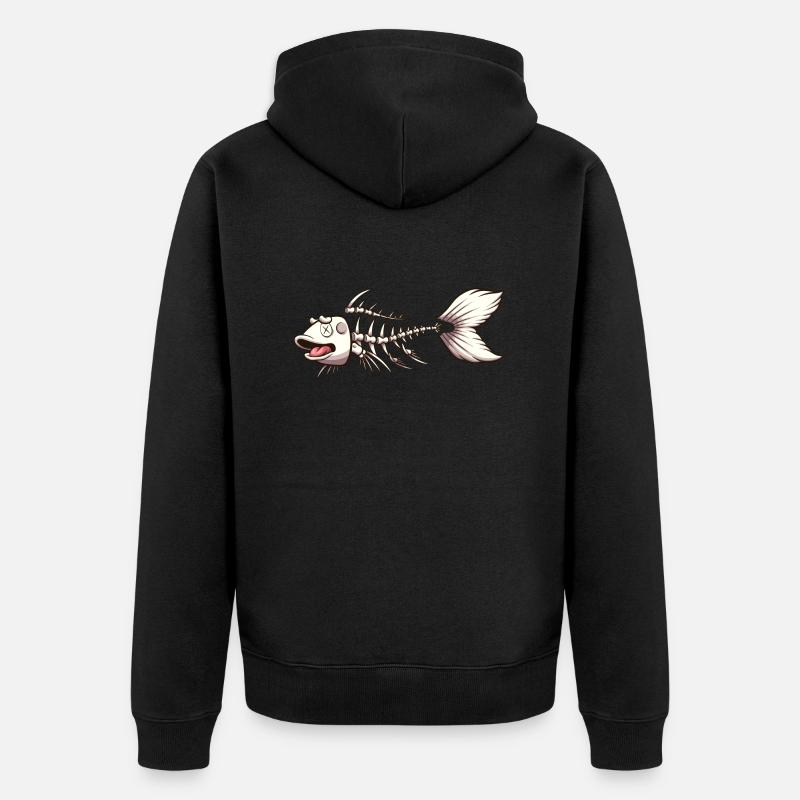 Squelette de poisson Koi Karp - Veste à capuche bio Premium Unisexe - noir