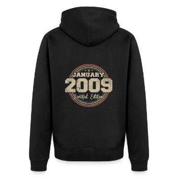 Les légendes sont nées en janvier 2009 - Veste à capuche bio Premium Unisexe - noir - Dos - Nico (187cm)