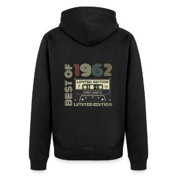 Vintage 1962 - 1962 Retro Birthday Gift - Unisex Premium Organic Zip Hoodie - black - Back - Nico (187cm)