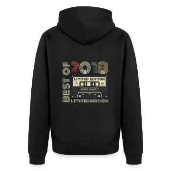 Vintage 2018 - Retro Birthday Gift 2018 - Unisex Premium Organic Zip Hoodie - black - Back - Nico (187cm)