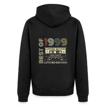 Jahrgang 1999 - 1999 Retro Geburtstagsgeschenk - Unisex Premium Bio Zip Hoodie - Schwarz - Hinten - Nico (187cm)