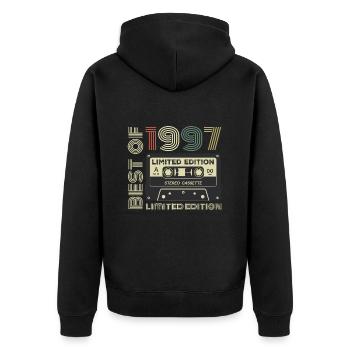 Millésime 1997 - cadeau d’anniversaire rétro 1997 - Veste à capuche bio Premium Unisexe - noir - Dos - Nico (187cm)