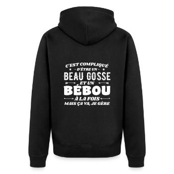 Compliqué Beau Gosse et Bébou - Veste à capuche bio Premium Unisexe - noir - Dos - Nico (187cm)