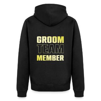 Groom Team - Unisex Premium Bio Zip Hoodie - Schwarz - Hinten - Nico (187cm)