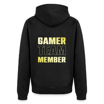 Gamer Team - Unisex Premium Bio Zip Hoodie - Schwarz - Hinten - Nico (187cm)
