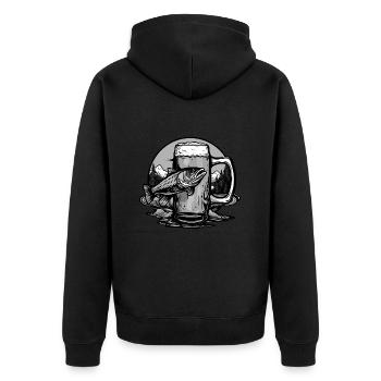 Bierglas Angeln - Unisex Premium Bio Zip Hoodie - Schwarz - Hinten - Nico (187cm)