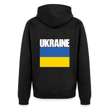 Die Ukraine und die Flagge der Ukraine - Unisex Premium Bio Zip Hoodie - Schwarz - Hinten - Nico (187cm)