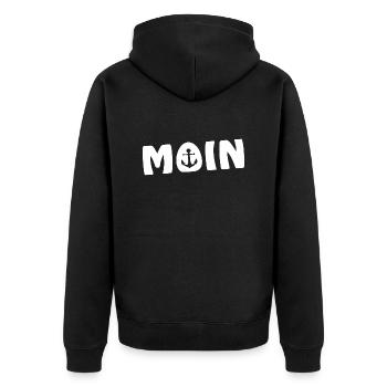 Moin avec l’ancre Sylt Nordsee Hamburg Bremen Insel - Veste à capuche bio Premium Unisexe - noir - Dos - Nico (187cm)