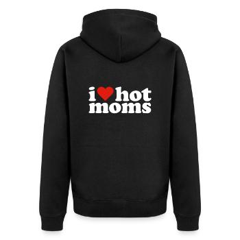 Ich liebe heiße Mütter - Unisex Premium Bio Zip Hoodie - Schwarz - Hinten - Nico (187cm)