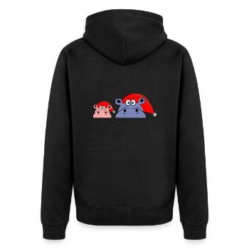 weihnachten christmas hippo geschenk geschenkidee - Unisex Premium Bio Zip Hoodie - Schwarz - Hinten - Nico (187cm)