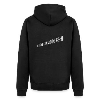 trust the process Zitat - Unisex Premium Bio Zip Hoodie - Schwarz - Hinten - Nico (187cm)