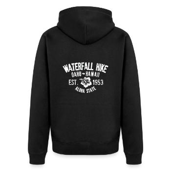 Waterfall Hike Oahu Hawaii - Unisex Premium Organic Zip Hoodie - black - Back - Nico (187cm)