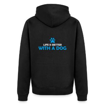 better with a dog - Unisex Premium Bio Zip Hoodie - Schwarz - Hinten - Nico (187cm)