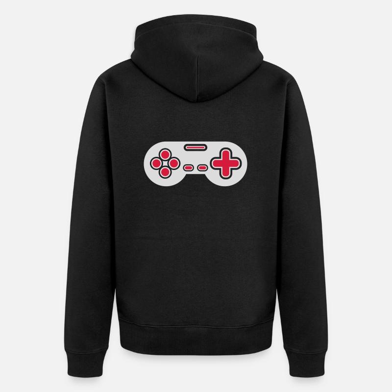 Design Retro Gamer Controller - Unisex Premium Organic Zip Hoodie - black