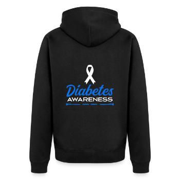 Diabetes-Bewusstsein - Unisex Premium Bio Zip Hoodie - Schwarz - Hinten - Nico (187cm)
