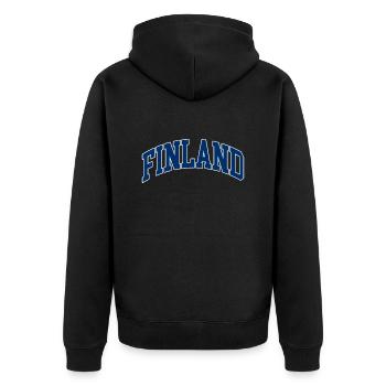 FINNLAND - Unisex Premium Bio Zip Hoodie - Schwarz - Hinten - Nico (187cm)