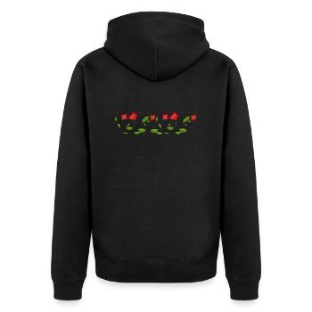 Blumen - Unisex Premium Bio Zip Hoodie - Schwarz - Hinten - Nico (187cm)