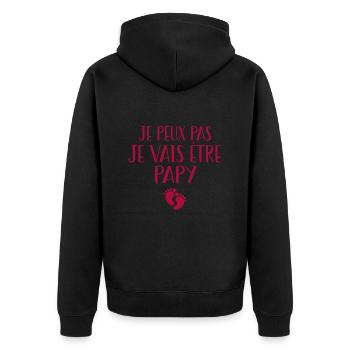 Je Peux Pas Je Vais Être Papy | Cadeau Grand-père - Veste à capuche bio Premium Unisexe - noir - Dos - Nico (187cm)