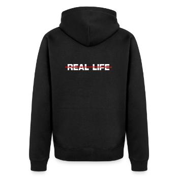 gamer "no real life" online nerd - Unisex Premium Bio Zip Hoodie - Schwarz - Hinten - Nico (187cm)