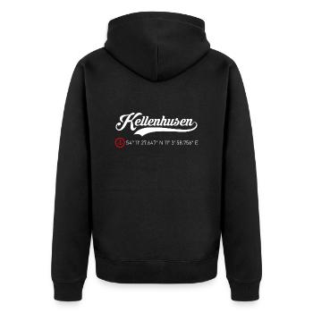 Kellenhusen Koordinaten - Unisex Premium Bio Zip Hoodie - Schwarz - Hinten - Nico (187cm)