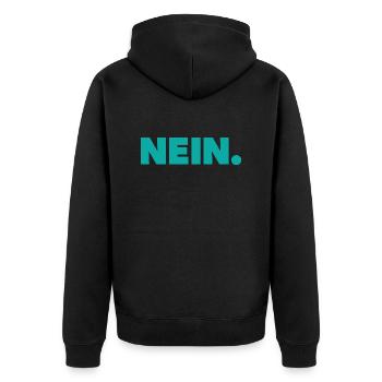 Nein - Unisex Premium Bio Zip Hoodie - Schwarz - Hinten - Nico (187cm)