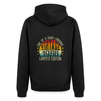 Jahrgang Jahrgang 1968 Retro Geburtstagsgeschenk 1968 - Unisex Premium Bio Zip Hoodie - Schwarz - Hinten - Nico (187cm)