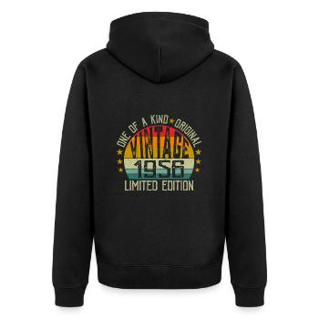Jahrgang Jahrgang 1956 Retro Geburtstagsgeschenk 1956 - Unisex Premium Bio Zip Hoodie - Schwarz - Hinten - Nico (187cm)