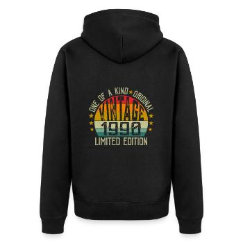 Jahrgang Jahrgang 1990 Retro Geburtstagsgeschenk 1990 - Unisex Premium Bio Zip Hoodie - Schwarz - Hinten - Nico (187cm)