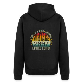 Jahrgang Jahrgang 2007 Retro Geburtstagsgeschenk 2007 - Unisex Premium Bio Zip Hoodie - Schwarz - Hinten - Nico (187cm)