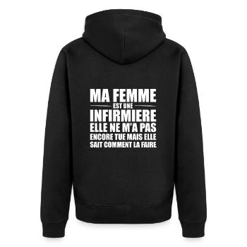 Ma Femme Est Infirmière Humour Marié Infirmiere - Veste à capuche bio Premium Unisexe - noir - Dos - Nico (187cm)