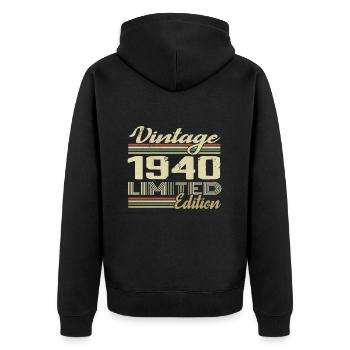 Anniversaire 84 Ans Millésime 1940 Cadeau 1940 - Veste à capuche bio Premium Unisexe - noir - Dos - Nico (187cm)
