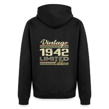 Geburtstag 82 Jahre Jahrgang 1942 Geschenk 1942 - Unisex Premium Bio Zip Hoodie - Schwarz - Hinten - Nico (187cm)