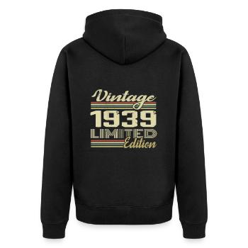 Anniversaire 85 Ans Millésime 1939 Cadeau 1939 - Veste à capuche bio Premium Unisexe - noir - Dos - Nico (187cm)