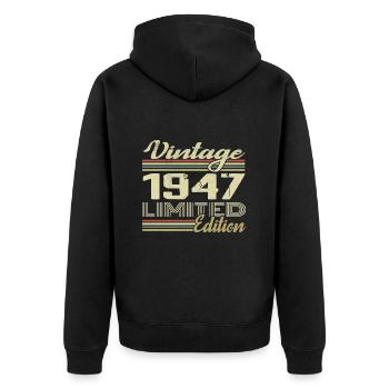 Anniversaire 77 Ans Millésime 1947 Cadeau 1947 - Veste à capuche bio Premium Unisexe - noir - Dos - Nico (187cm)