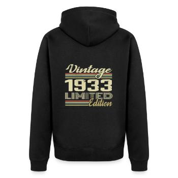 Birthday 91 Years Vintage 1933 Gift 1933 - Unisex Premium Organic Zip Hoodie - black - Back - Nico (187cm)