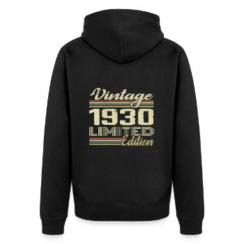 Geburtstag 94 Jahre Jahrgang 1930 Geschenk 1930 - Unisex Premium Bio Zip Hoodie - Schwarz - Hinten - Nico (187cm)