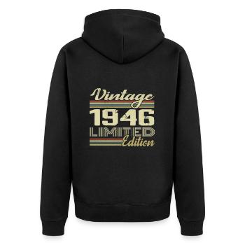 Anniversaire 78 Ans Millésime 1946 Cadeau 1946 - Veste à capuche bio Premium Unisexe - noir - Dos - Nico (187cm)