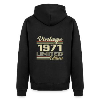 Geburtstag 53 Jahre Jahrgang 1971 Geschenk 1971 - Unisex Premium Bio Zip Hoodie - Schwarz - Hinten - Nico (187cm)