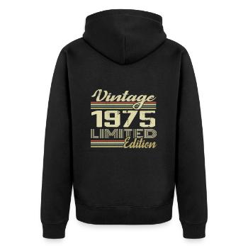 Birthday 49 Years Vintage 1975 Gift 1975 - Unisex Premium Organic Zip Hoodie - black - Back - Nico (187cm)