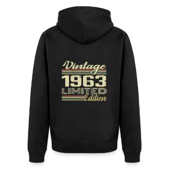 Anniversaire 61 Ans Millésime 1963 Cadeau 1963 - Veste à capuche bio Premium Unisexe - noir - Dos - Nico (187cm)