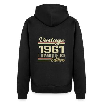 Anniversaire 63 Ans Millésime 1961 Cadeau 1961 - Veste à capuche bio Premium Unisexe - noir - Dos - Nico (187cm)