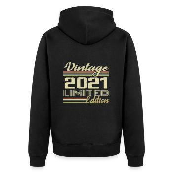 3 Year Anniversary Vintage 2021 Gift 2021 - Unisex Premium Organic Zip Hoodie - black - Back - Nico (187cm)