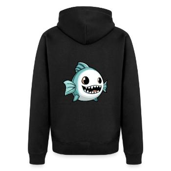 Piranha Fische Halloween Comic Geist - Unisex Premium Bio Zip Hoodie - Schwarz - Hinten - Nico (187cm)