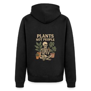 Des plantes pas des personnes – Squelette avec des plantes - Veste à capuche bio Premium Unisexe - noir - Dos - Nico (187cm)