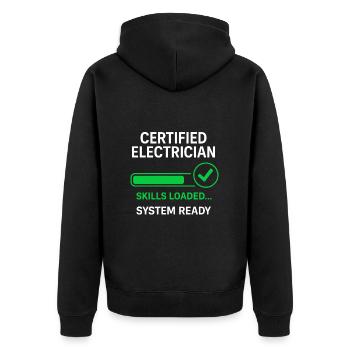 Électricien certifié prêt à l’action - Veste à capuche bio Premium Unisexe - noir - Dos - Nico (187cm)