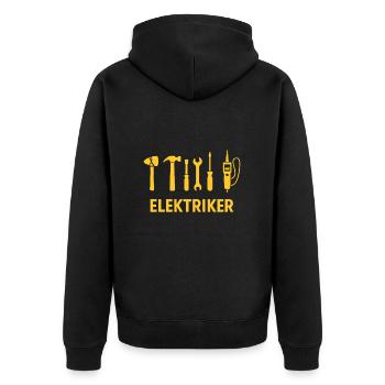 Werkzeuge für echte Elektriker - Unisex Premium Bio Zip Hoodie - Schwarz - Hinten - Nico (187cm)